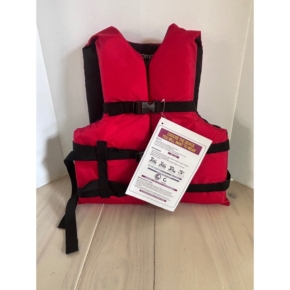 Onyx Adult Universal Life Jacket Red Black USCG Approved Type III PFD Model 3A